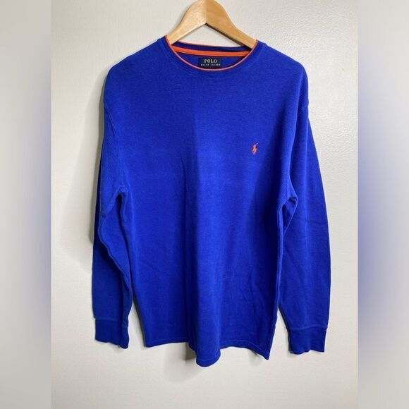 Polo Ralph Lauren Men's Blue Waffle Knit Thermal Pullover Top XL - Picture 1 of 9